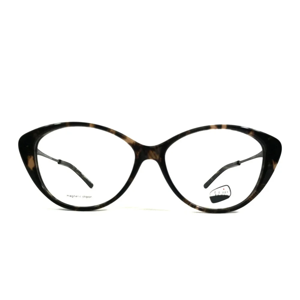 Clip Tech Eyeglasses Frames K3996-C1 Gray Cat Eye Full Rim w/ Clip Ons 54-14-140